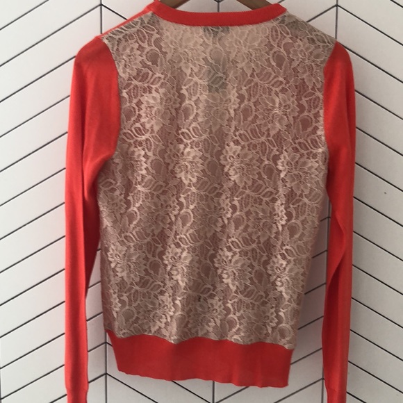 NWT Ann Taylor Lacey cardigan coral red warm pink size small valentines new year - Picture 4 of 5
